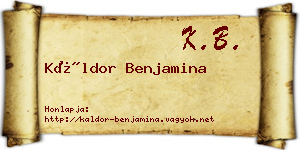 Káldor Benjamina névjegykártya